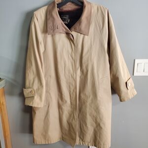 Classic Beige Trench Coat with Brown Collar